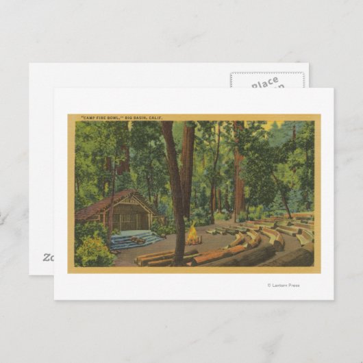 Big Bin, Californië "Camp Fire Bowl"-Uitzicht Briefkaart (Voorkant / Achterkant)