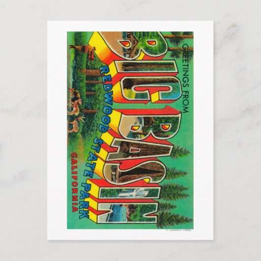 Big Bin, Californië - grote lettertjes Briefkaart (Voorkant)