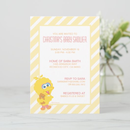 Big Bird Baby shower Invite Kaart (Staand voorkant)