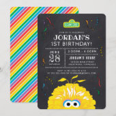 Big Bird Chalkboard Confetti Birthday Kaart (Voorkant / Achterkant)