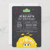 Big Bird Chalkboard Confetti Birthday Kaart (Voorkant)