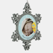 Big Bird | Eerste Kerstmis baby - Jouw naam toevoe Tin Sneeuwvlok Ornament (Links)