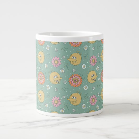 Big Bird | Good Vibes Floral Pattern Grote Koffiekop (Voorkant)