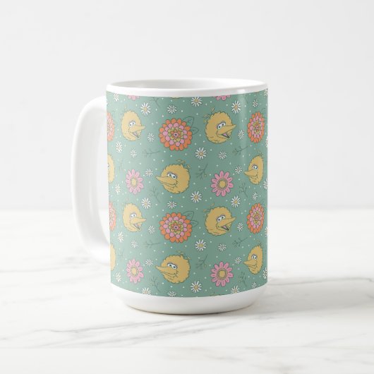 Big Bird | Good Vibes Floral Pattern Koffiemok (Voorkant links)