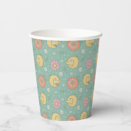 Big Bird | Good Vibes Floral Pattern Papieren Bekers (Achterkant)