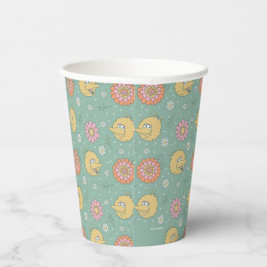 Big Bird | Good Vibes Floral Pattern Papieren Bekers (Rechts)