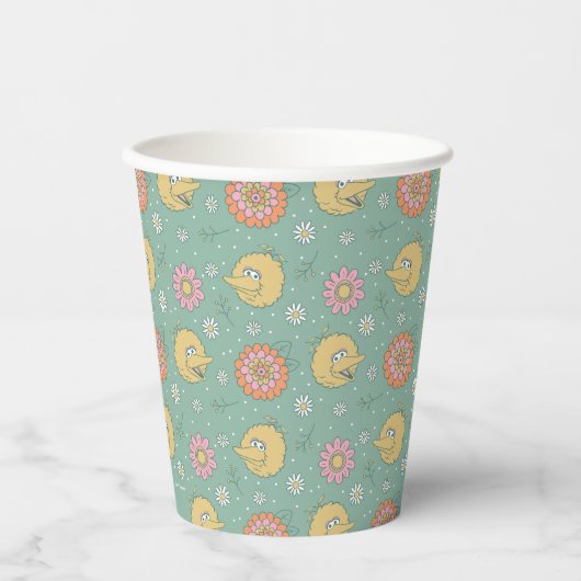 Big Bird | Good Vibes Floral Pattern Papieren Bekers (Voorkant)