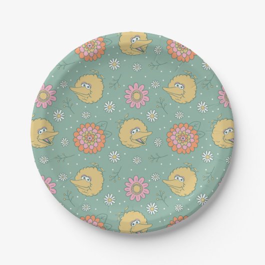 Big Bird | Good Vibes Floral Pattern Papieren Bordje (Voorkant)