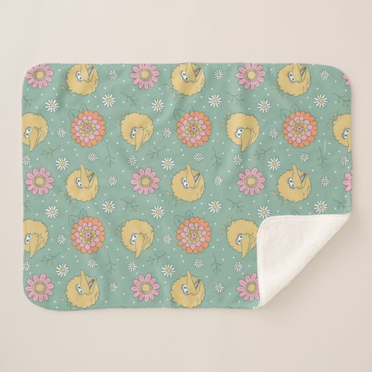 Big Bird | Good Vibes Floral Pattern Sherpa Deken (Voorkant (horizontaal))