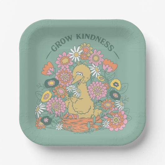 Big Bird | Grafisch grow Kindness Floral Papieren Bordje (Voorkant)
