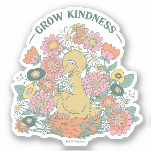 Big Bird | Grafisch grow Kindness Floral Sticker (Voorkant)