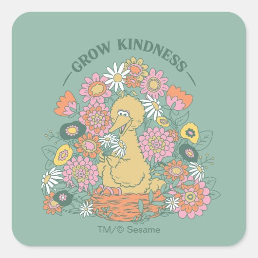 Big Bird | Grafisch grow Kindness Floral Vierkante Sticker (Voorkant)