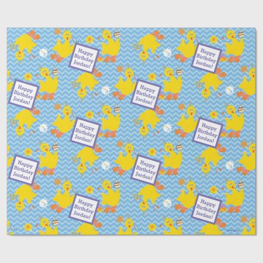 Big Bird Party Chevron Pattern Cadeaupapier (Vlak)