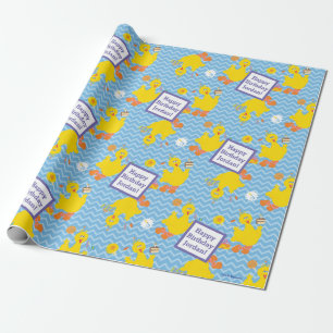 Big Bird Party Chevron Pattern Cadeaupapier
