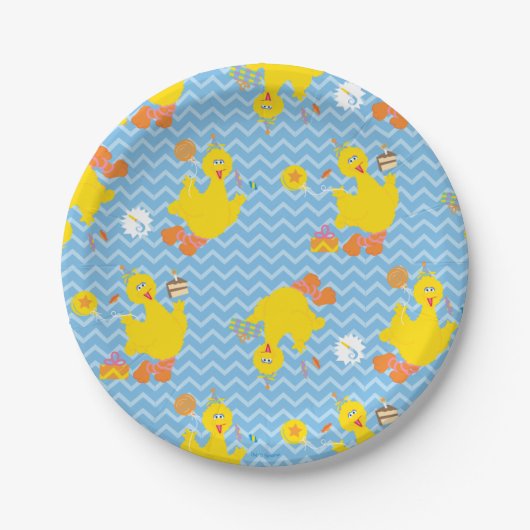 Big Bird Party Chevron Pattern Papieren Bordje (Voorkant)