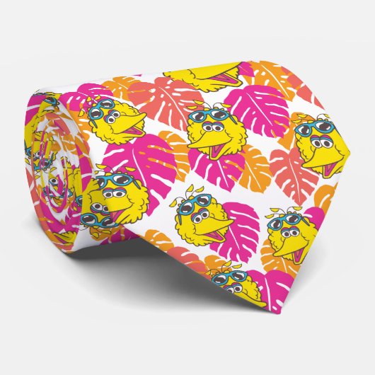 Big Bird | Tropisch patroon Stropdas (Opgerold)