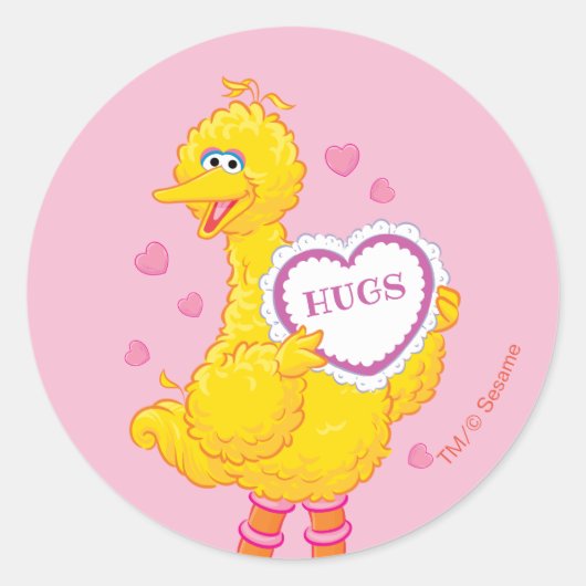 Big Bird Valentijn Ronde Sticker (Voorkant)