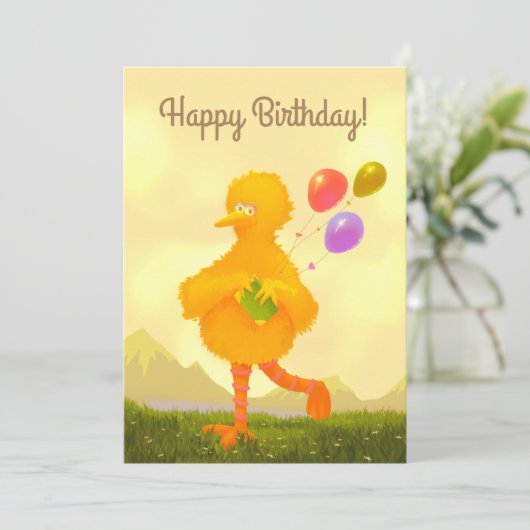 Big Bird van Sesamstraat Verjaardag Uitnodiging (Staand voorkant)