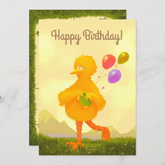 Big Bird van Sesamstraat Verjaardag Uitnodiging (Voorkant / Achterkant)