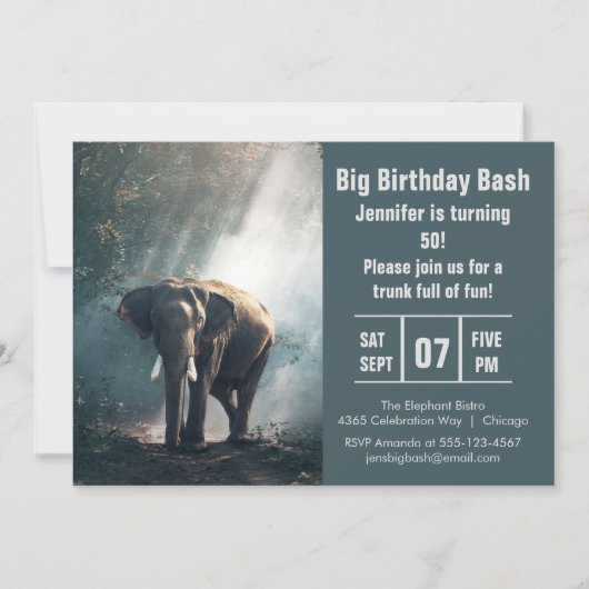 Big Birthday Bash Elephant Foto Kaart (Voorkant)