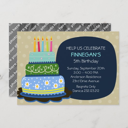 Big Birthday Cake for Birthday Boy Kaart (Voorkant / Achterkant)