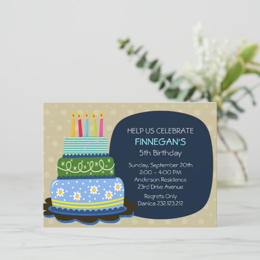 Big Birthday Cake for Birthday Boy Kaart (Staand voorkant)