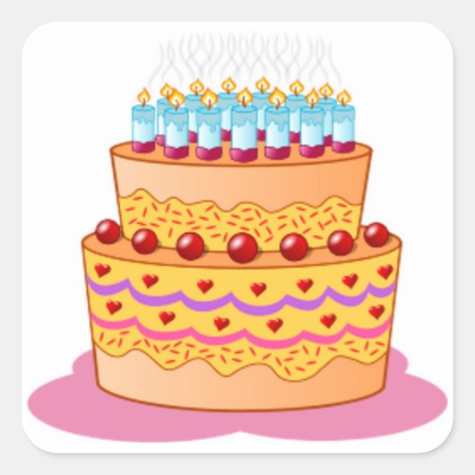 Big Birthday Cake Vierkante Sticker (Voorkant)