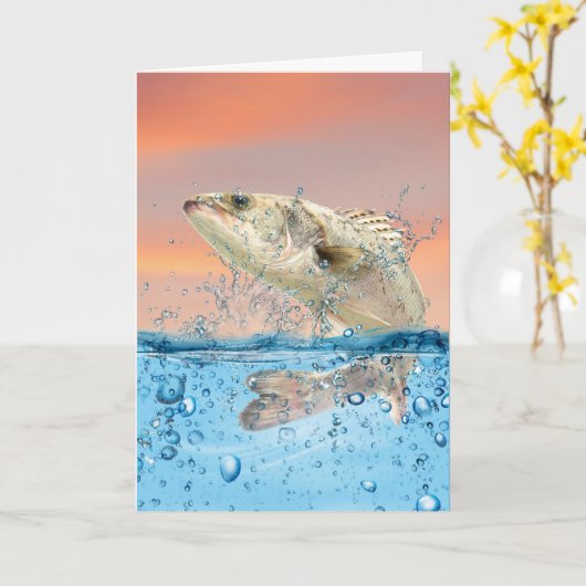 Big Birthday Fish in water Kaart (Gele Bloem)