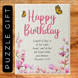 Big Birthday Mom Roze Bloemen Schriftuurlijke teks Legpuzzel