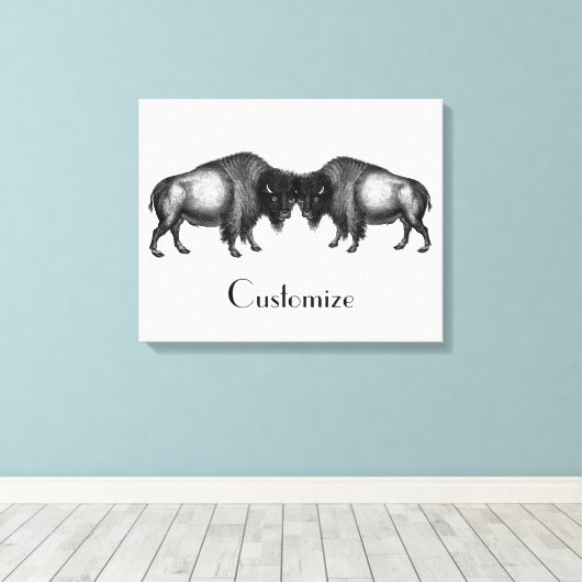Big Bison Buffalo Thunder_Cove Canvas Afdruk (Insitu (Houten vloer))