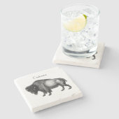 Big Bison Buffalo Thunder_Cove Stenen Onderzetter (Zijkant)