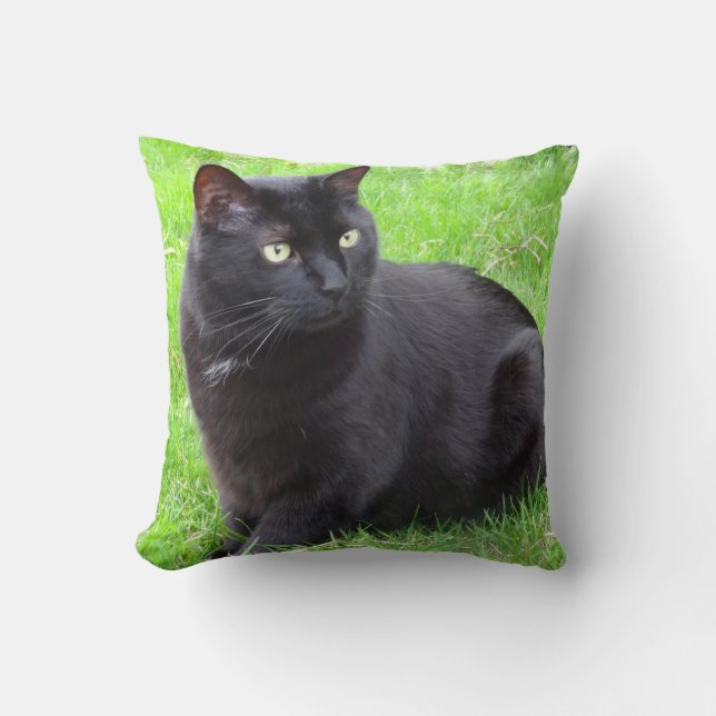 Big Black Cat Pillow Kussen (Voorkant)
