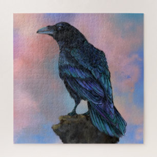 Big Black Common Raven op Sunset Puzzle Gift Legpuzzel