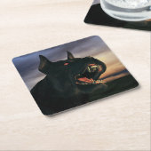 Big, black dog kartonnen onderzetters (Schuin)