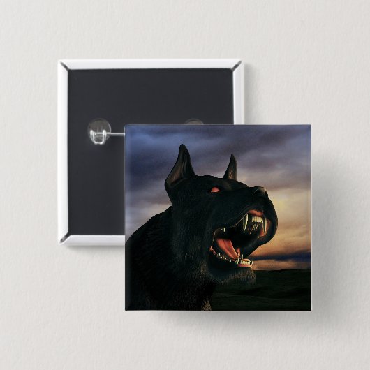 Big, black dog vierkante button 5,1 cm (Voorkant /achterkant)