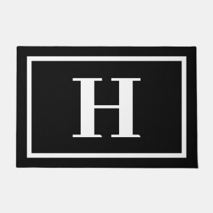 Big Black en White Bold Monogram Letter Deurmat