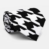 Big Black en White Houndstooth Stropdas (Opgerold)