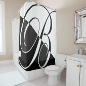 Big Black en White Letter B Elegant Monogram Douchegordijn (In situ)