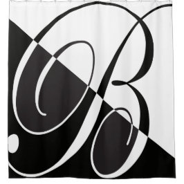 Big Black en White Letter B Elegant Monogram Douchegordijn