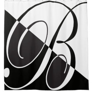 Big Black en White Letter B Elegant Monogram Douchegordijn