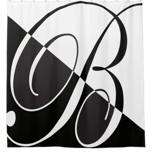 Big Black en White Letter B Elegant Monogram Douchegordijn (Voorkant)