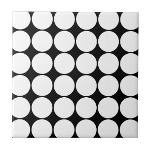 Big Black en White Polka Dots Circles Pattern Tegeltje