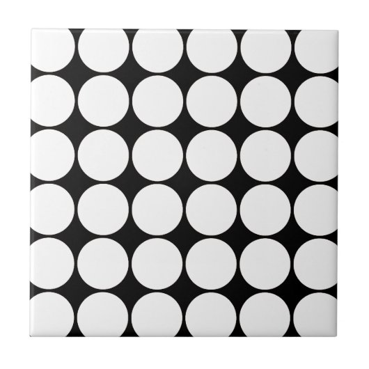 Big Black en White Polka Dots Circles Pattern Tegeltje (Voorkant)