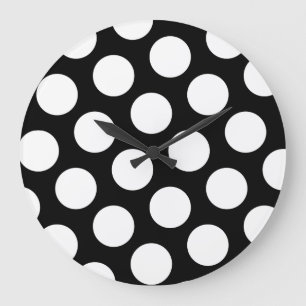 Big Black en White Polka Dots Grote Klok