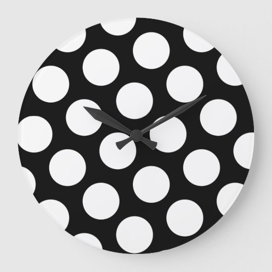 Big Black en White Polka Dots Grote Klok (Voorkant)