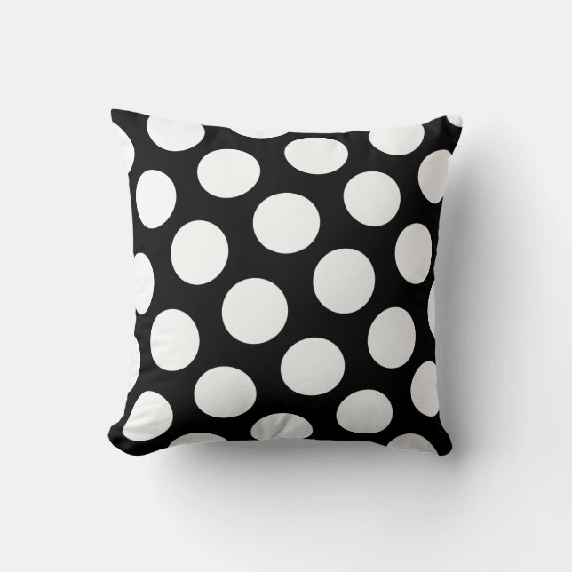 Big Black en White Polka Dots Kussen (Voorkant)
