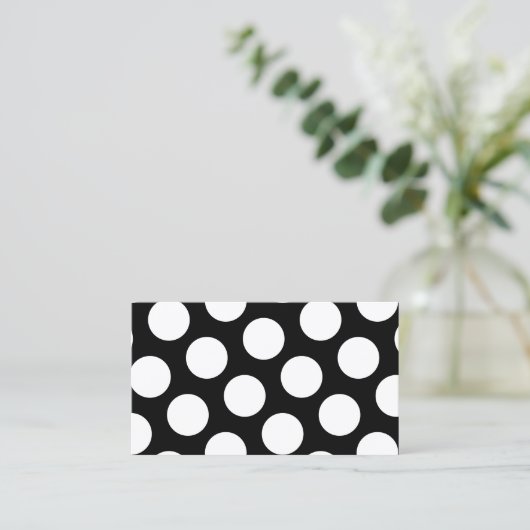 Big Black en White Polka Dots Visitekaartje (Staand voorkant)