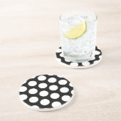Big Black en White Polka Dots Zandsteen Onderzetter (Zijkant)