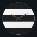 Big Black en White Stripes Grote Klok<br><div class="desc">U kunt het witte gedeelte van dit ontwerp aanpassen door de achtergrondkleur te veranderen.</div>