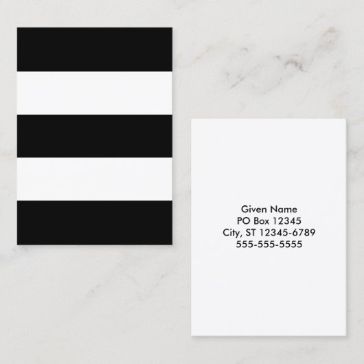 Big Black en White Stripes Visitekaartje (Voorkant / Achterkant)